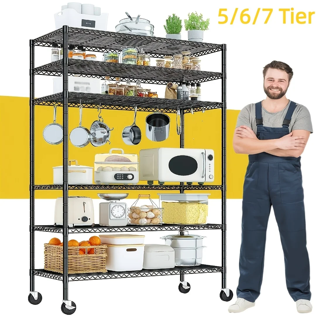 5/6/7 Tier Wire Shelving Adjustable Metal Shelving Pantry Shelves Capacity 1200LBS for Garage Shelving, Pantry, Kitchen, Closet,
5/6/7 Tier Wire Shelving Adjustable Metal Shelving Pantry Shelves Capacity 1200LBS for Garage Shelving, Pantry, Kitchen, Closet,