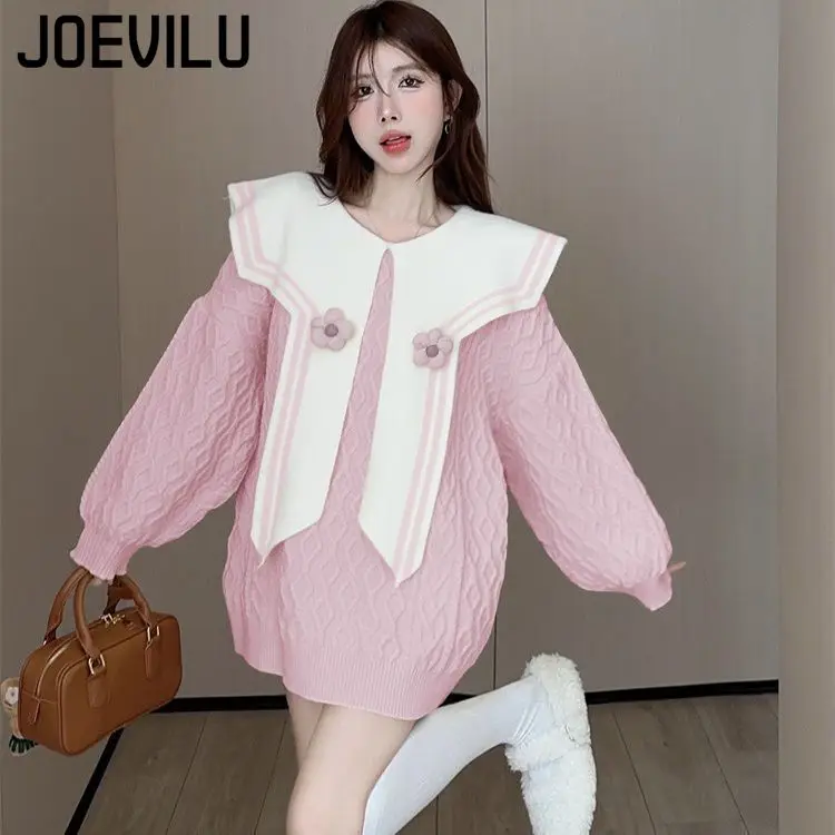 Women's Navy Collar Knit Sweater Preppy Style Cute Oversized Pullover Unique Design Knitwear Autumn Winter Loose Fit Student Top
Women's Navy Collar Knit Sweater Preppy Style Cute Oversized Pullover Unique Design Knitwear Autumn Winter Loose Fit Student Top