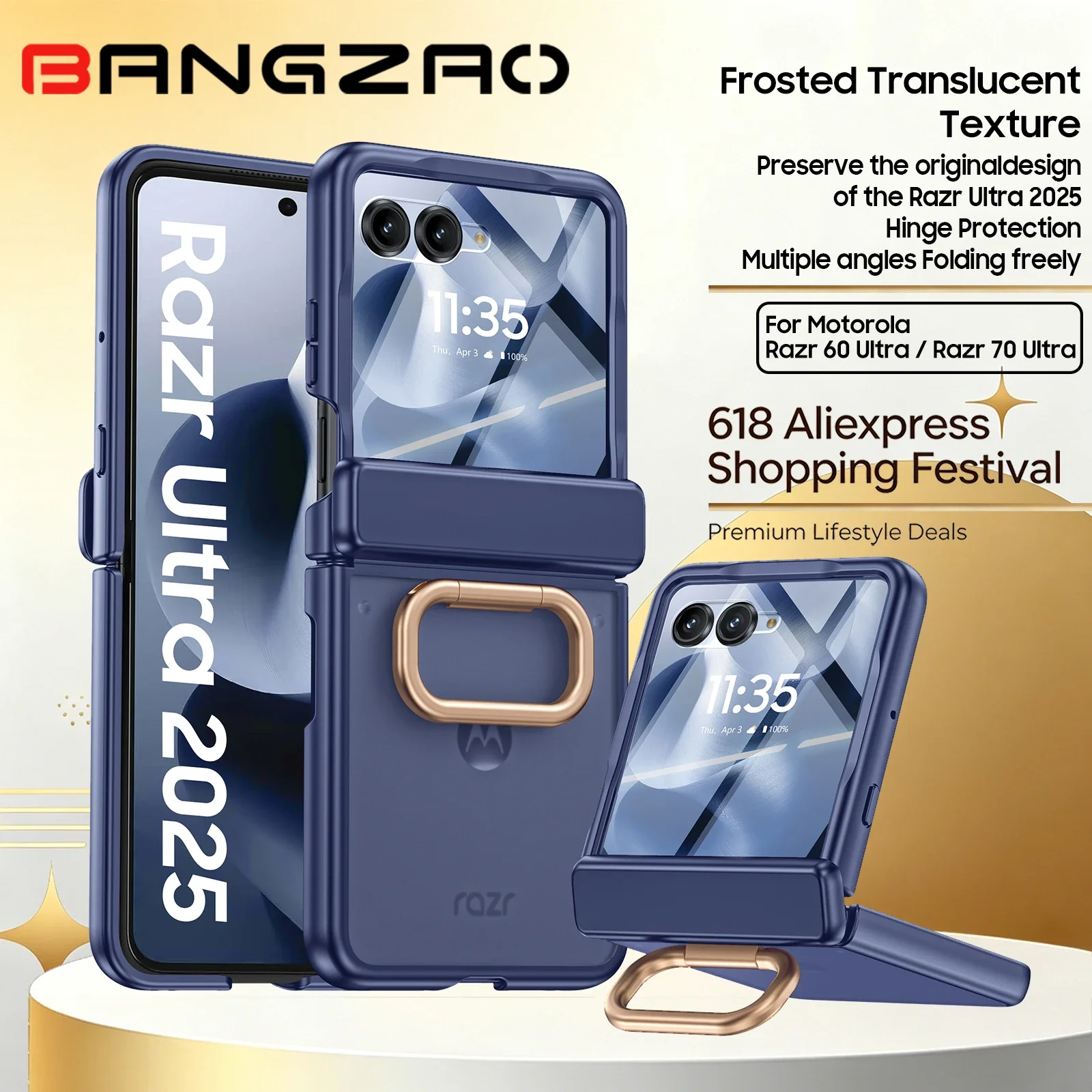 618 Deals! For Motorola Razr 60 Ultra/70 Ultra Case,Military Grade Drop Proof,Built-in 180°Rotation Ring,Lens&Screen Guard-Blue
618 Deals! For Motorola Razr 60 Ultra/70 Ultra Case,Military Grade Drop Proof,Built-in 180°Rotation Ring,Lens&Screen Guard-Blue