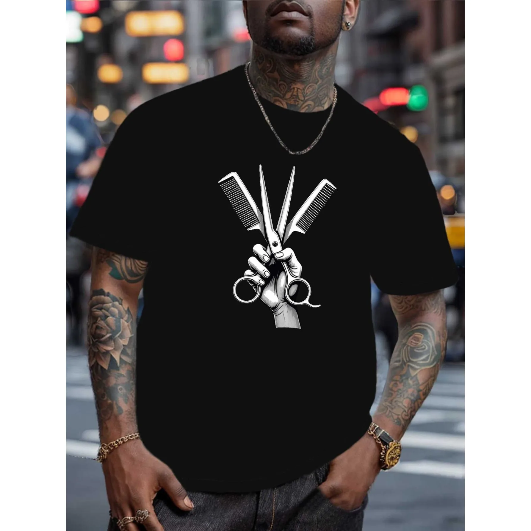 Barber Scissors Combs Graphic Men's Casual Cotton Blend Round Neck T-Shirt Short Sleeve Daily Tee Daily Tee
Barber Scissors Combs Graphic Men's Casual Cotton Blend Round Neck T-Shirt Short Sleeve Daily Tee Daily Tee