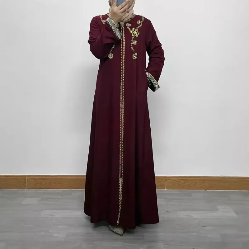 Elegant Muslim Fashion Embroidered Abaya Dubai Turkish Long Maxi Dress With Zipper Open Front Design
Elegant Muslim Fashion Embroidered Abaya Dubai Turkish Long Maxi Dress With Zipper Open Front Design