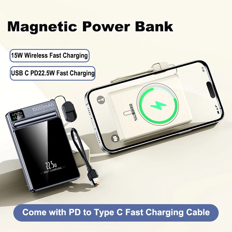 10000mAh Magnetic Wireless Power Bank with Stand USB C PD 22.5W Fast Charging External Battery for Magsafe for iPhone 17 Samsung
10000mAh Magnetic Wireless Power Bank with Stand USB C PD 22.5W Fast Charging External Battery for Magsafe for iPhone 17 Samsung