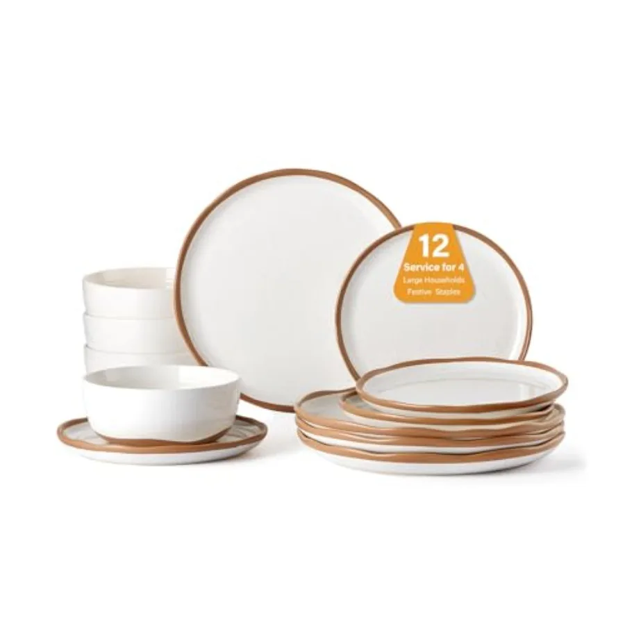 Plates and Bowls Set 12 Pieces Farmhouse Ceramic Dinnerware Sets Scratch Resistance Dishwasher Microwave Safe Vanilla White
Plates and Bowls Set 12 Pieces Farmhouse Ceramic Dinnerware Sets Scratch Resistance Dishwasher Microwave Safe Vanilla White