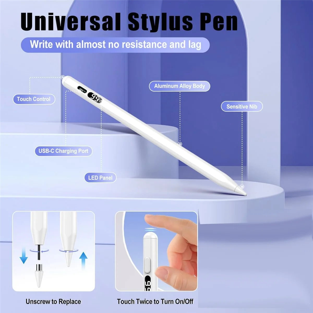 SVFE-gActive Stylus Pen for Touch Screens, Fast Charge Stylus Pen with Power Display for Apple
SVFE-gActive Stylus Pen for Touch Screens, Fast Charge Stylus Pen with Power Display for Apple