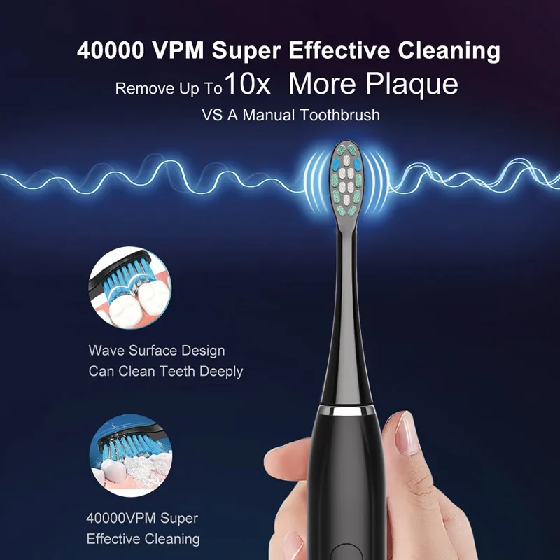 SEUMHOR Electric Sonic Toothbrush USB Rechargeable Adult 90 Days Long Battery Life IPX7 4 Replacement Heads Travel Box
SEUMHOR Electric Sonic Toothbrush USB Rechargeable Adult 90 Days Long Battery Life IPX7 4 Replacement Heads Travel Box