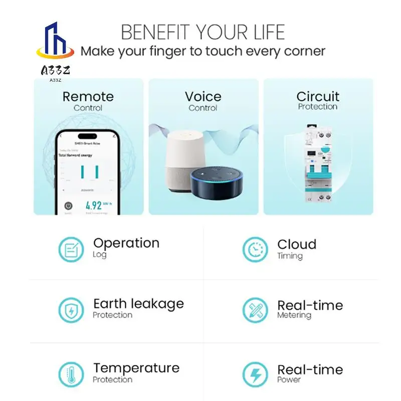 A33Z-TONGOU Tuya Wifi Smart Circuit Breaker Residual Current Circuit Breaker With Over Current And Leakage Protection
A33Z-TONGOU Tuya Wifi Smart Circuit Breaker Residual Current Circuit Breaker With Over Current And Leakage Protection