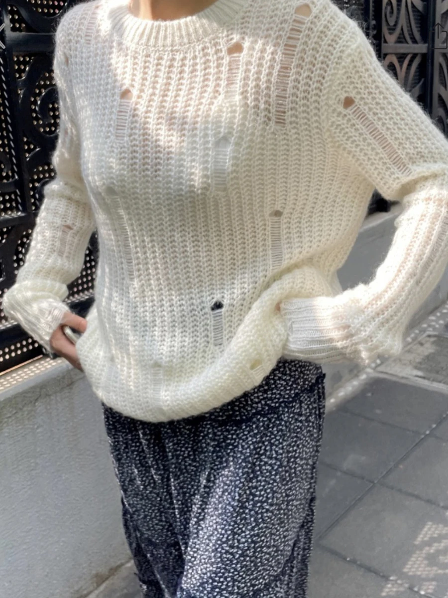 Hollow Out Tearing Loose Sweater Woman Autumn Long Sleeve O-Neck Cotton Thin Pullover Female Sweet Cute Streetwear Y2k Sweaters
Hollow Out Tearing Loose Sweater Woman Autumn Long Sleeve O-Neck Cotton Thin Pullover Female Sweet Cute Streetwear Y2k Sweaters