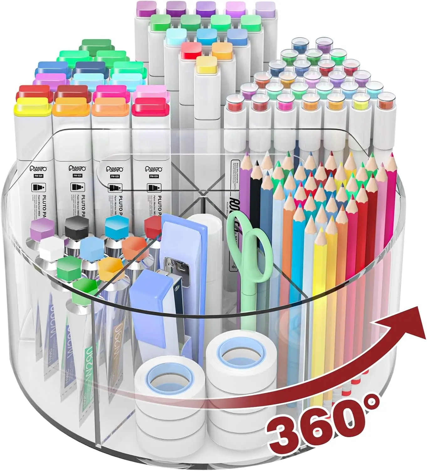 Acrylic Pencil Holder Marker Organizer 360 Degree Rotating Pen Caddy 6 Compartments for Desk Home School Office
Acrylic Pencil Holder Marker Organizer 360 Degree Rotating Pen Caddy 6 Compartments for Desk Home School Office