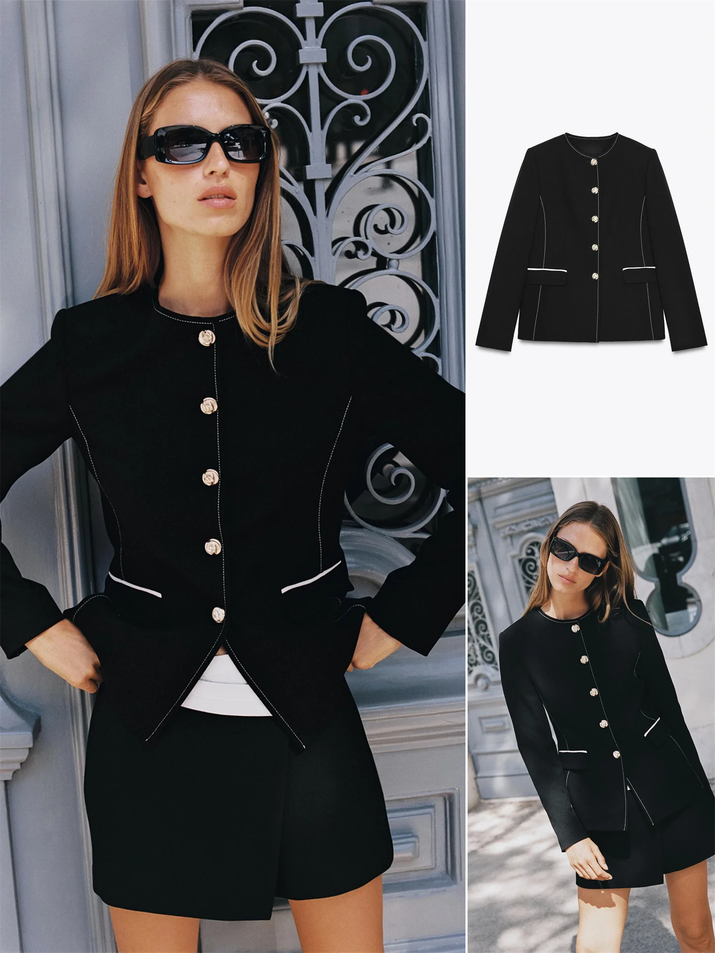 New Autumn Faion Women's Commute Sle Long Sve round Ne Suit Jaet Trimmed Stitching ort Outerwear Ladies Coat
New Autumn Faion Women's Commute Sle Long Sve round Ne Suit Jaet Trimmed Stitching ort Outerwear Ladies Coat