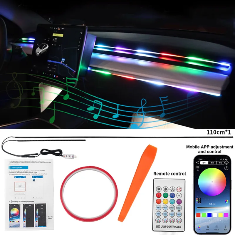 Led Streamer Car Ambient Lights Full Color 64 Color RGB Interior Hidden Acrylic Strips 110cm USB APP Atmosphere Lamps Kits 5V
Led Streamer Car Ambient Lights Full Color 64 Color RGB Interior Hidden Acrylic Strips 110cm USB APP Atmosphere Lamps Kits 5V