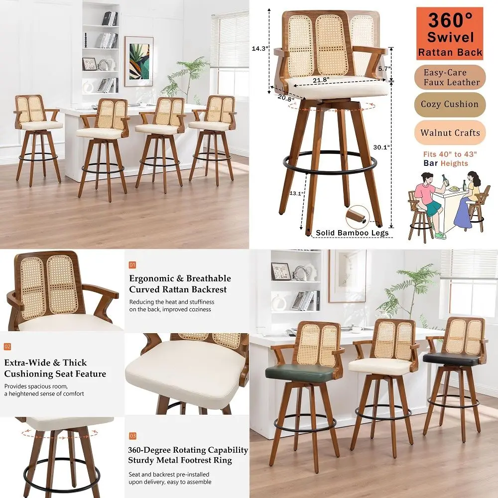 Mid Century Modern Counter Bar Stools Set of 2,Farmhouse Comfy Counter Height Barstools Upholstered Wooden Bar Chairs with Foot
Mid Century Modern Counter Bar Stools Set of 2,Farmhouse Comfy Counter Height Barstools Upholstered Wooden Bar Chairs with Foot