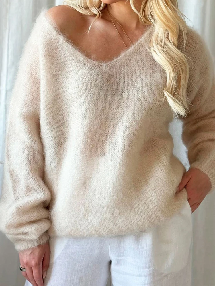 Плюшевый однотонный пуловер с v-образным вырезом, женский повседневный свободный короткий вязаный свитер с длинными рукавами, женский осенний свитер 202, повседневный уличный трикотаж для поездок на работу
Плюшевый однотонный пуловер с v-образным вырезом, женский повседневный свободный короткий вязаный свитер с длинными рукавами, женский осенний свитер 202, повседневный уличный трикотаж для поездок на работу