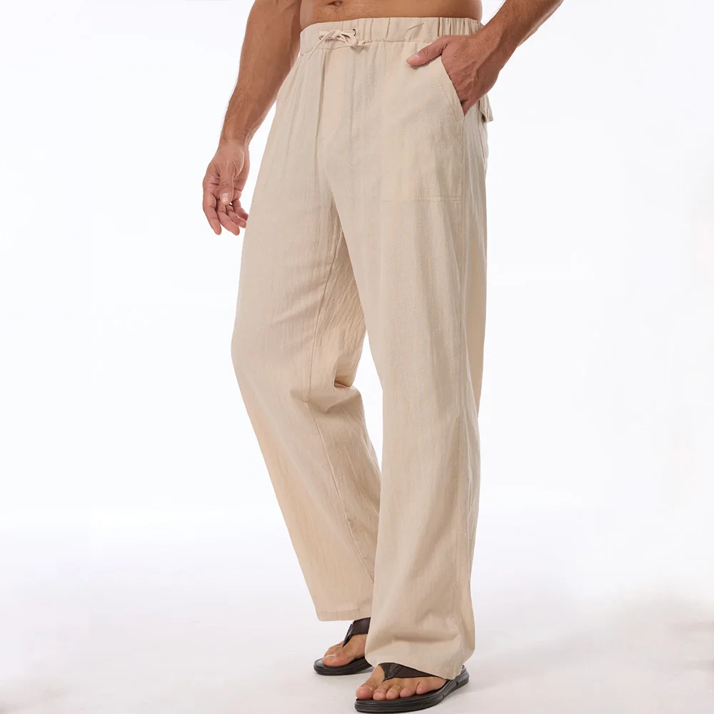Men's Casual Pants Solid Color Cotton Linen Breathable Lightweight Loose Fit Long Pants Elastic Waist Simple Style Trousers
Men's Casual Pants Solid Color Cotton Linen Breathable Lightweight Loose Fit Long Pants Elastic Waist Simple Style Trousers