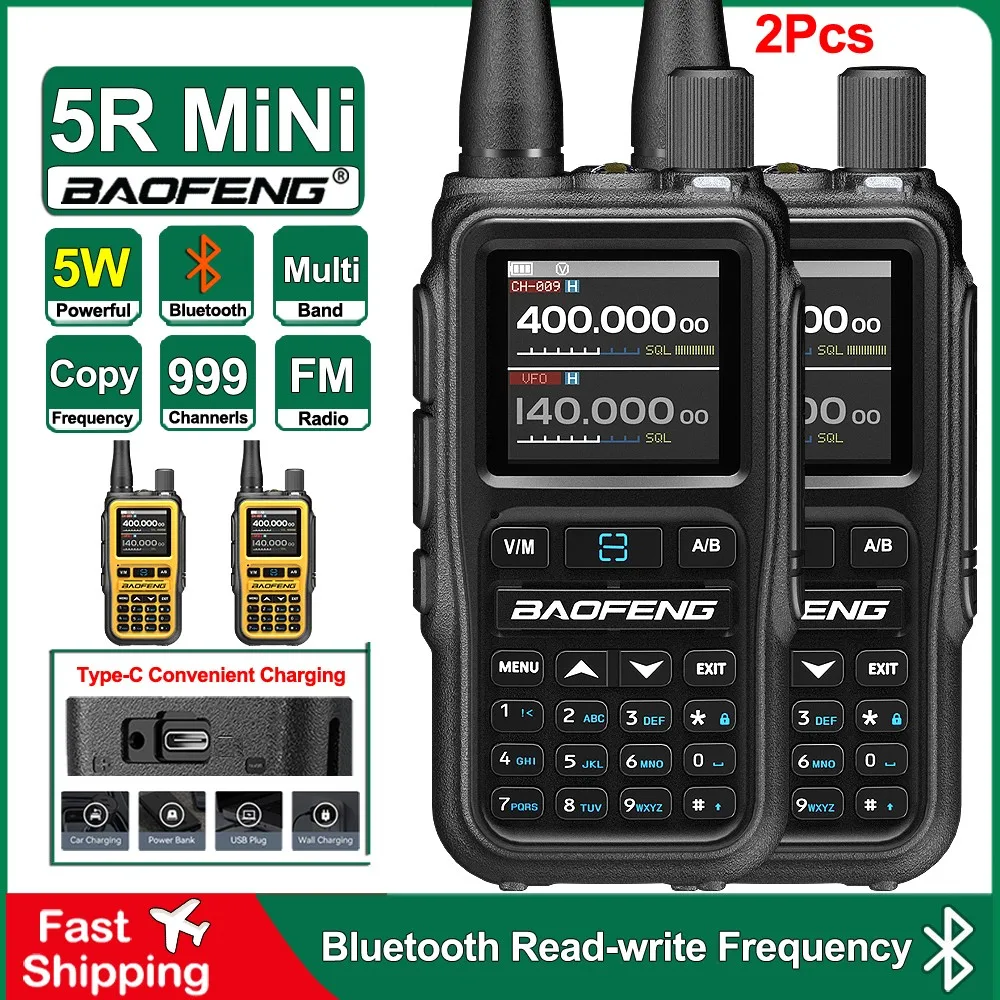2Pcs Baofeng UV 5R Mini Walkie-Talkie APP Bluetooth Programming Copy Frequency Multi-Bands Type-C Charger 2Way Long Range Radios
2Pcs Baofeng UV 5R Mini Walkie-Talkie APP Bluetooth Programming Copy Frequency Multi-Bands Type-C Charger 2Way Long Range Radios