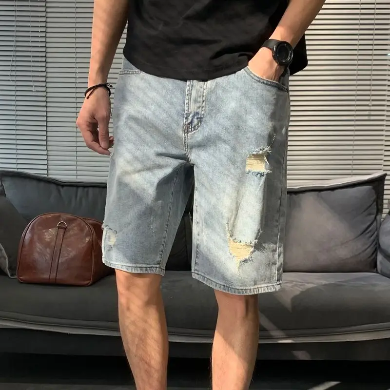 Loose Short Jeans Pants for Men Ripped Retro Blue Popular Vintage Man Bermuda Denim Shorts Summer Buttons Jorts Luxury Original
Loose Short Jeans Pants for Men Ripped Retro Blue Popular Vintage Man Bermuda Denim Shorts Summer Buttons Jorts Luxury Original