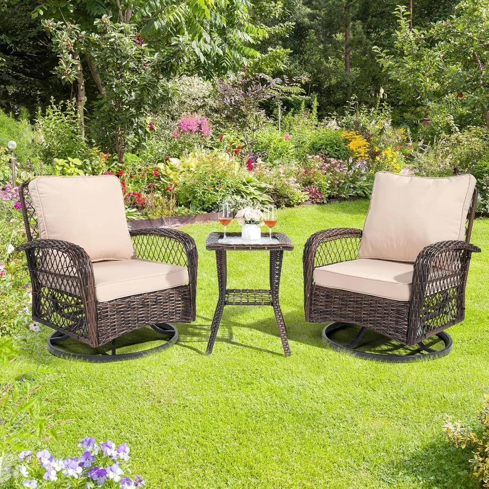 Outdoor Swivel Chairs Set with 2 Chairs and Side Table, Wicker Rocking Chairs for Patio, Swivel Furniture for Outdoor Use
Outdoor Swivel Chairs Set with 2 Chairs and Side Table, Wicker Rocking Chairs for Patio, Swivel Furniture for Outdoor Use
