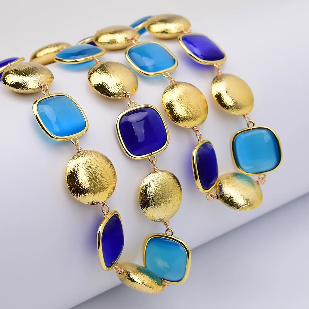 GG 38'' Natural Mix Color Cat'eye Square Connector Gold Plated Brushed Beads Long Necklace For Women
GG 38'' Natural Mix Color Cat'eye Square Connector Gold Plated Brushed Beads Long Necklace For Women