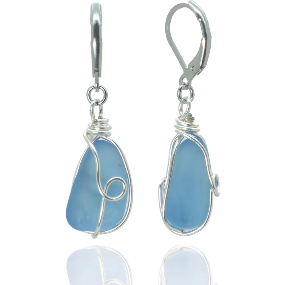 Handmade Sea Glass Wire Wrap Drop Earrings Summer Beach Gift Ocean Inspired Jewelry for Women
Handmade Sea Glass Wire Wrap Drop Earrings Summer Beach Gift Ocean Inspired Jewelry for Women