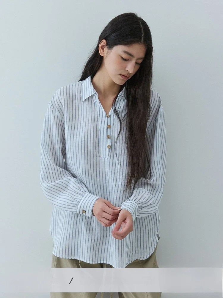 Loose Long Sleeve Shirt Women Casual Style Comfortable Breathable Lound Collar Patchwork Stripes Spring New Lazy Loose Top
Loose Long Sleeve Shirt Women Casual Style Comfortable Breathable Lound Collar Patchwork Stripes Spring New Lazy Loose Top