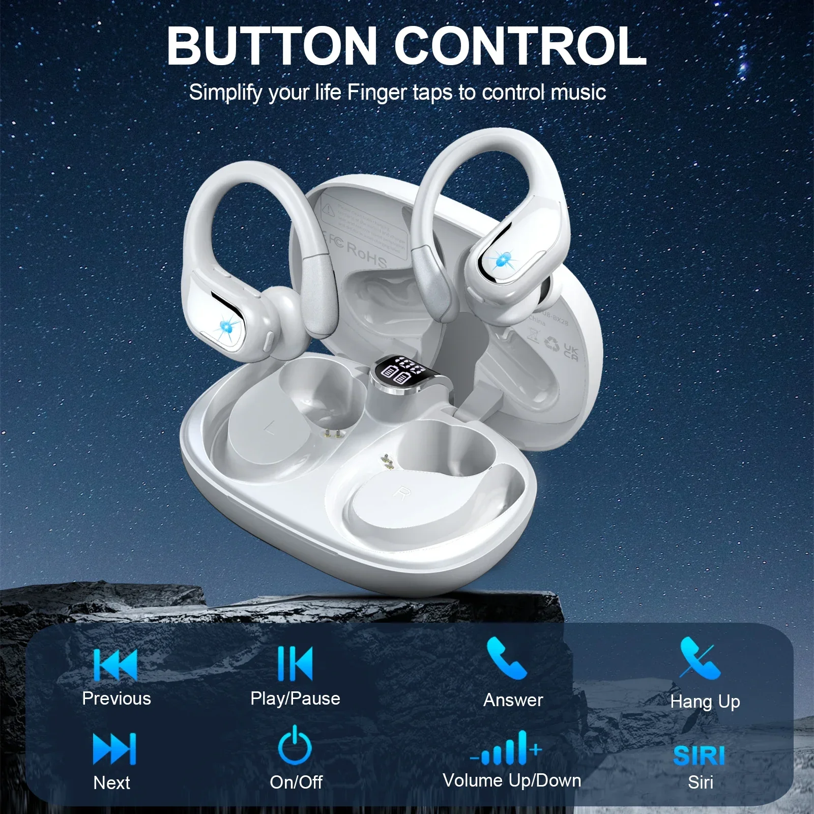 Wireless Bluetooth Earphones 5.3 in Ear Noise Cancelling Microphone Stereo Bass, IPX7 Waterproof Sport Earphones Running Headset
Wireless Bluetooth Earphones 5.3 in Ear Noise Cancelling Microphone Stereo Bass, IPX7 Waterproof Sport Earphones Running Headset