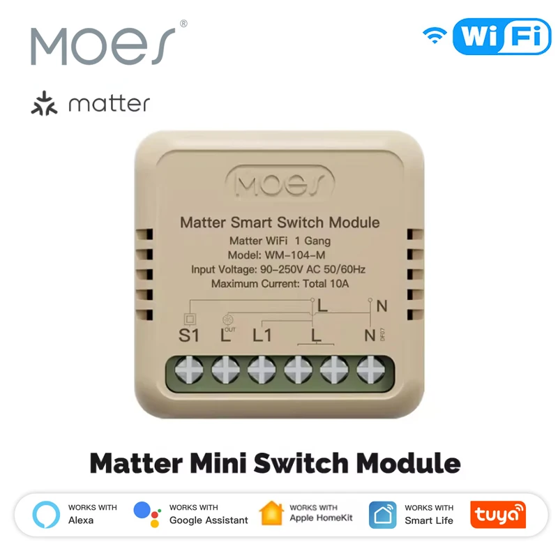 MOES Tuya WiFi Matter Mini Smart Switch Module Relay Timer Home Automation App Remote Control Work With Alexa Google Home Apple
MOES Tuya WiFi Matter Mini Smart Switch Module Relay Timer Home Automation App Remote Control Work With Alexa Google Home Apple