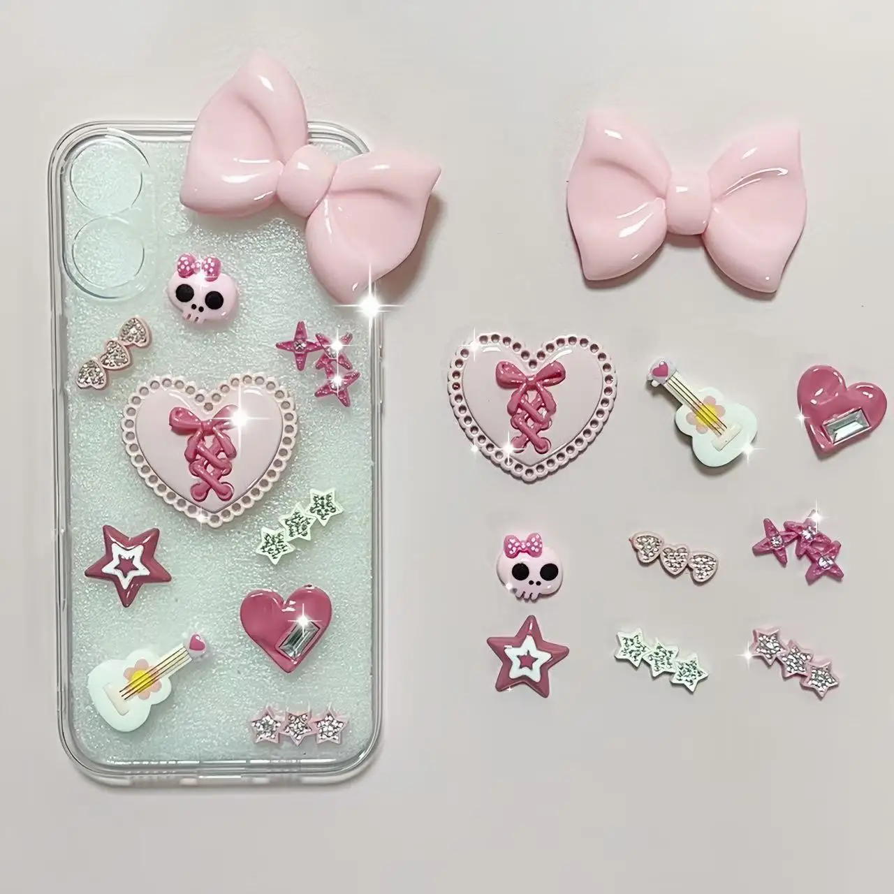 10pcs/Set Sweet Cool Beautiful Lady Pink Series Big Bowknot Ribbon Heart Rhinestone Star Flatback Resin Junk Phone Case Charms
10pcs/Set Sweet Cool Beautiful Lady Pink Series Big Bowknot Ribbon Heart Rhinestone Star Flatback Resin Junk Phone Case Charms