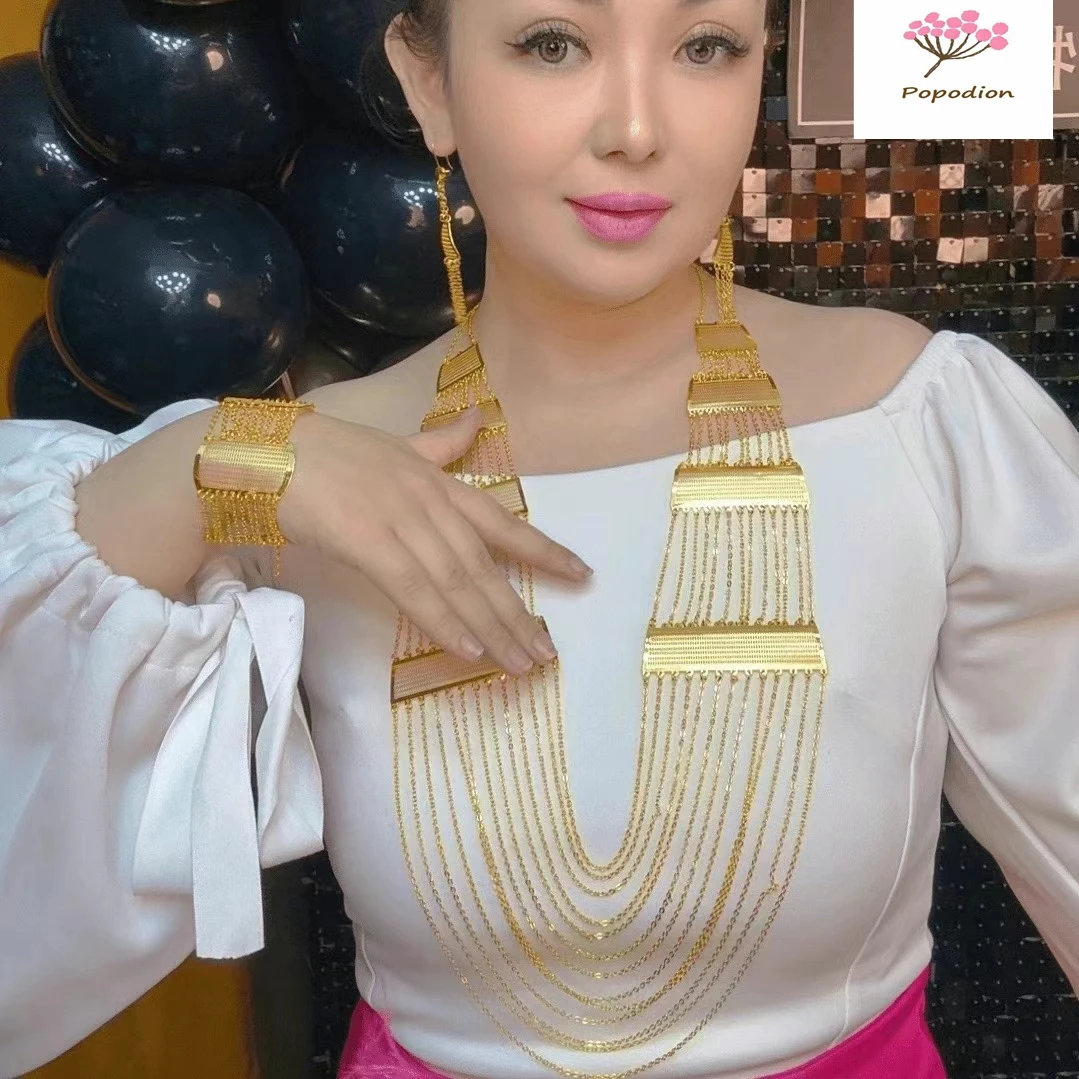 New Dubai 24K Gold Plated Necklace, Earrings and Bracelets for Women's Wedding Party Jewelry Set DD10512
New Dubai 24K Gold Plated Necklace, Earrings and Bracelets for Women's Wedding Party Jewelry Set DD10512