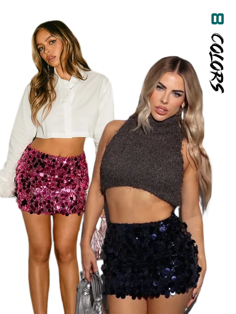 Women Fashion Y2K With Sequined Solid Mini Skirt sexy High Waist Side Zipper Female Chic Lady Skirts Party Club Bodycon Skirt
Women Fashion Y2K With Sequined Solid Mini Skirt sexy High Waist Side Zipper Female Chic Lady Skirts Party Club Bodycon Skirt