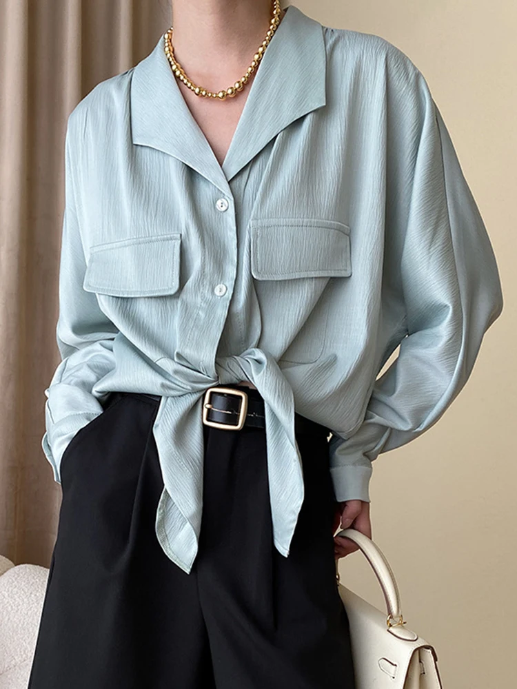 Women Green Pocket Textured Big Size Blouse New Lapel Long Sleeve Loose Fit Shirt Fashion Tide Spring Autumn X734
Women Green Pocket Textured Big Size Blouse New Lapel Long Sleeve Loose Fit Shirt Fashion Tide Spring Autumn X734