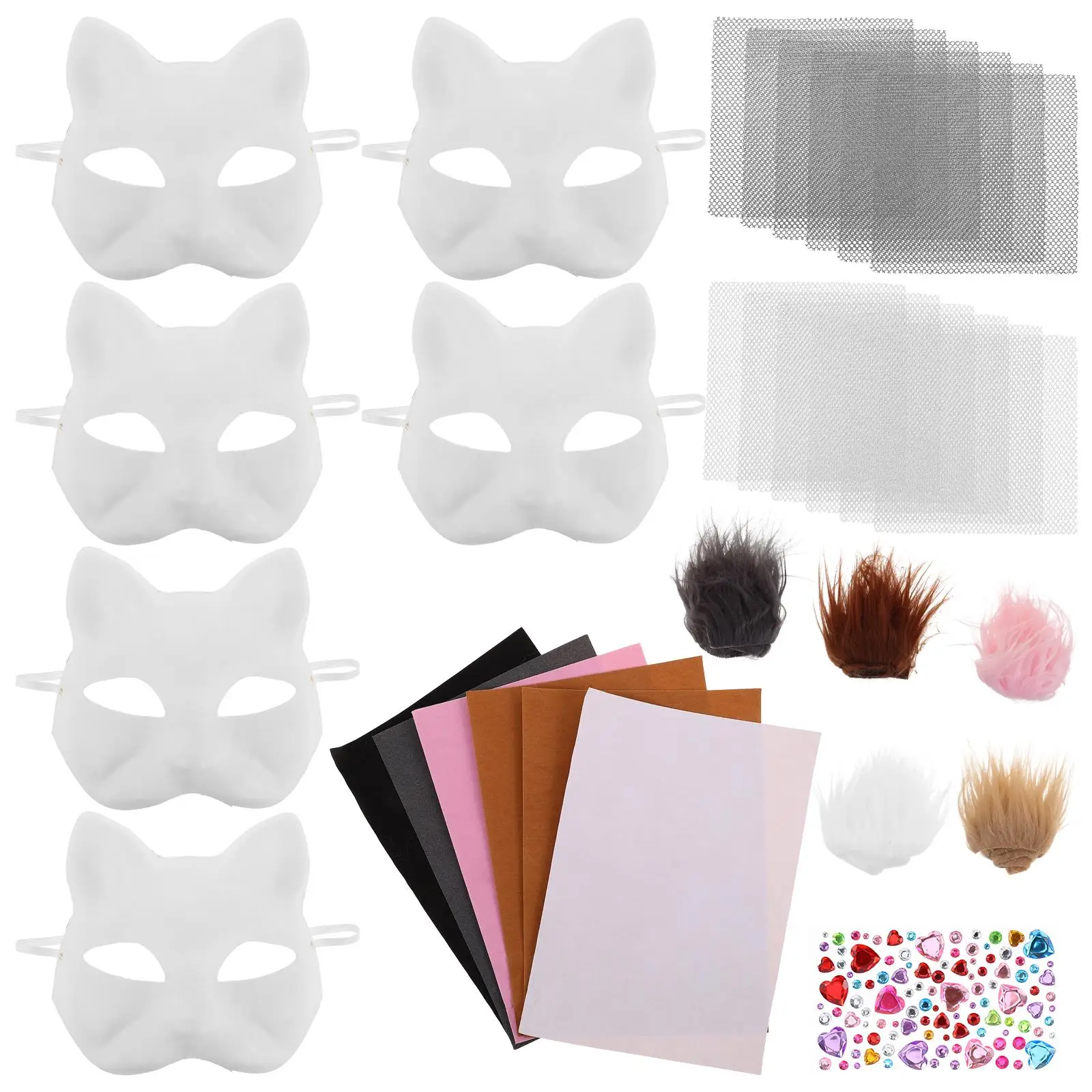 DIY Cat Mask Set White Blank Masks Masquerade Cosplay H Paintable Felt Fabric Costume Accessories Halloween Animal Face Half Kit
DIY Cat Mask Set White Blank Masks Masquerade Cosplay H Paintable Felt Fabric Costume Accessories Halloween Animal Face Half Kit