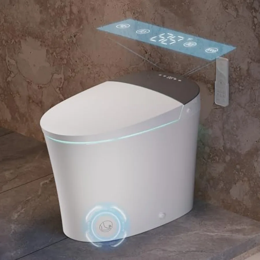 Smart toilet for home use, ceramic white, bidet with heated seat, dual-flush 1.1/1.6GPF, 1000g MaP flush, ADA comfort height, 1
Smart toilet for home use, ceramic white, bidet with heated seat, dual-flush 1.1/1.6GPF, 1000g MaP flush, ADA comfort height, 1