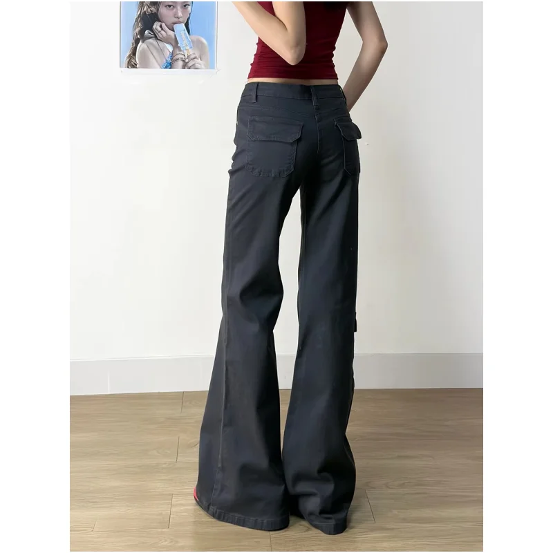 Korean Style Women's Slim Fit Stretch Denim Low Waist Flare Cargo Pants Casual Y2K Black Denim Streetwear Jeans
Korean Style Women's Slim Fit Stretch Denim Low Waist Flare Cargo Pants Casual Y2K Black Denim Streetwear Jeans