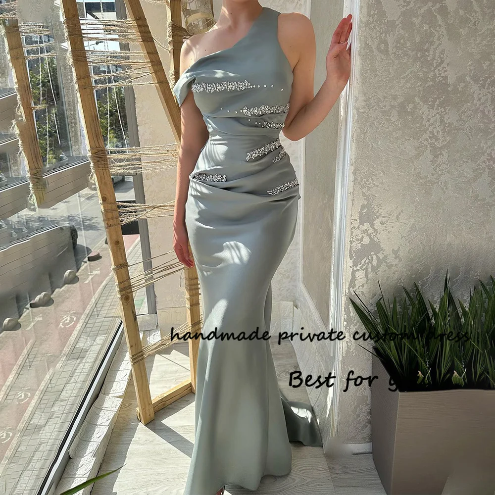 One Shoulder Mermaid Evening Dresses Beads Satin Bodycon Prom Party Dress Floor Length Formal Evening Gowns
One Shoulder Mermaid Evening Dresses Beads Satin Bodycon Prom Party Dress Floor Length Formal Evening Gowns