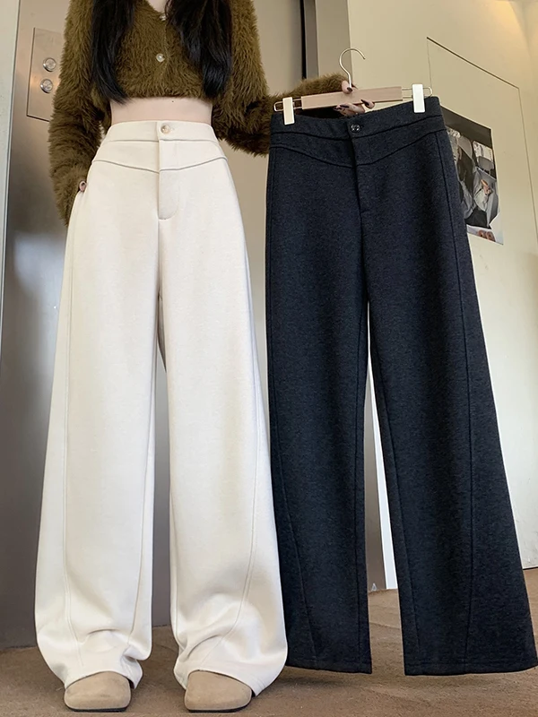 Thiened шерстяные широкие брюки женские осенне-зимние новые утягивающие свободные прямые драпированные повседневные косойчатые брюки с высокой талией L...
Thiened шерстяные широкие брюки женские осенне-зимние новые утягивающие свободные прямые драпированные повседневные косойчатые брюки с высокой талией L...