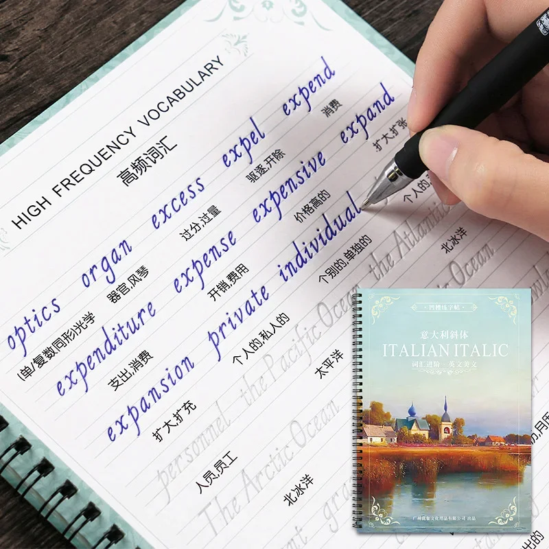 Italy Tilt Font Word English Auto Dry Repeat Practice Copybook Calligraphy Exercise 3 D Groove Cardboard Book Set Festival Gift
Italy Tilt Font Word English Auto Dry Repeat Practice Copybook Calligraphy Exercise 3 D Groove Cardboard Book Set Festival Gift