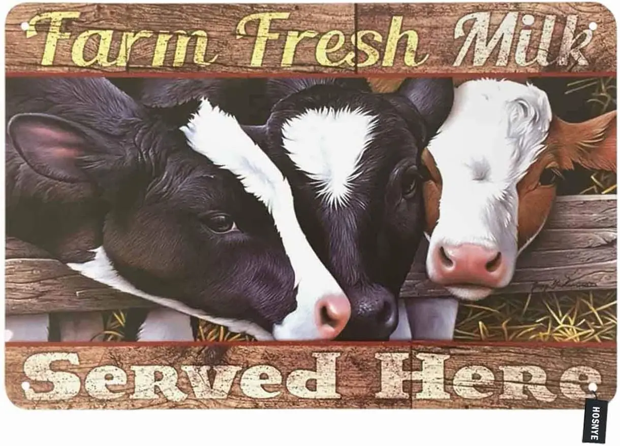 Farm Fresh Milk Tin Sign Kindness Adorable Cows Vintage Metal Tin Signs for Men Women Wall Art Decor for Home Bars Clubs
Farm Fresh Milk Tin Sign Kindness Adorable Cows Vintage Metal Tin Signs for Men Women Wall Art Decor for Home Bars Clubs