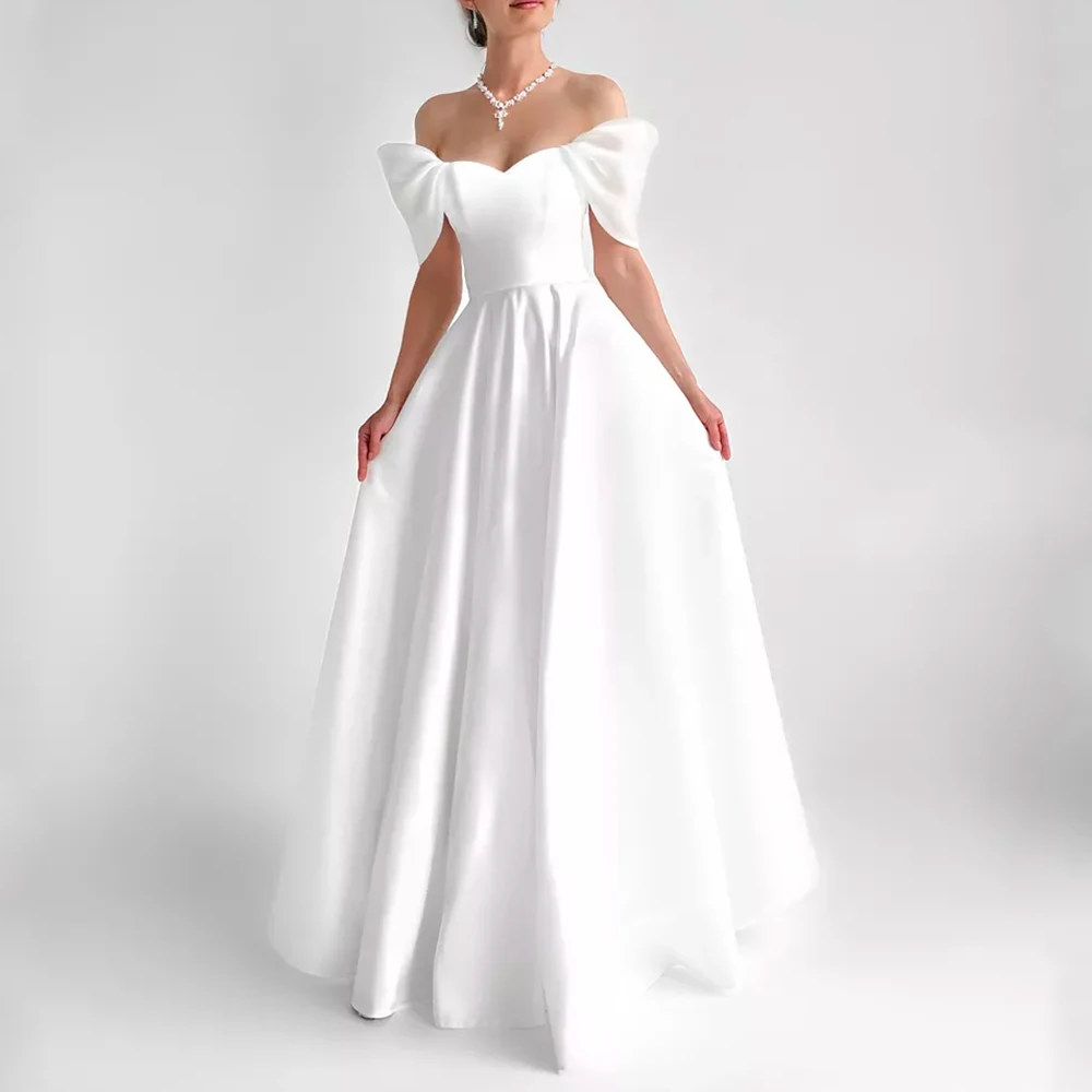 Customized Simple Wedding Dress White Satin Off the Shoulder Wedding Gowns for Bride A Line Sweetheart Elegant Bridal Dresses
Customized Simple Wedding Dress White Satin Off the Shoulder Wedding Gowns for Bride A Line Sweetheart Elegant Bridal Dresses