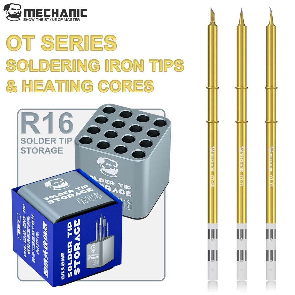 MECHANIC 1Pcs R16 Storage Box+3Pcs OT Series Soldering Iron Tip Integrated Fast Heating Oxygen-Free Copper Core Repair Tools
MECHANIC 1Pcs R16 Storage Box+3Pcs OT Series Soldering Iron Tip Integrated Fast Heating Oxygen-Free Copper Core Repair Tools