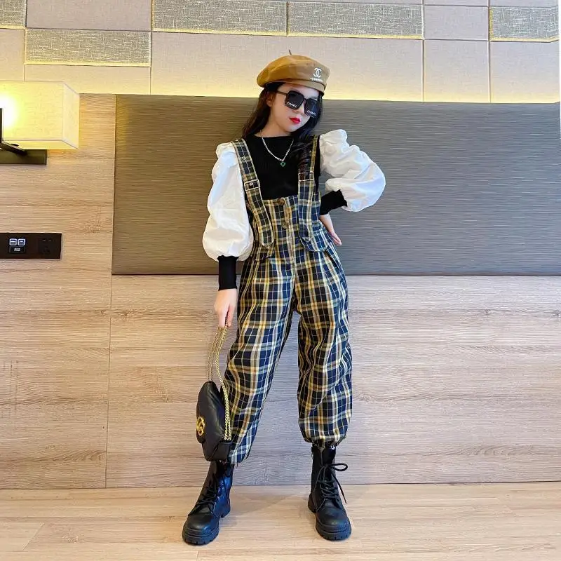 Kids Girls' Strap Pants Suit 2023 New Spring and Autumn Children's Plaid Clothes Suit Students Cotton Trend 2 Piece Set LE593
Kids Girls' Strap Pants Suit 2023 New Spring and Autumn Children's Plaid Clothes Suit Students Cotton Trend 2 Piece Set LE593