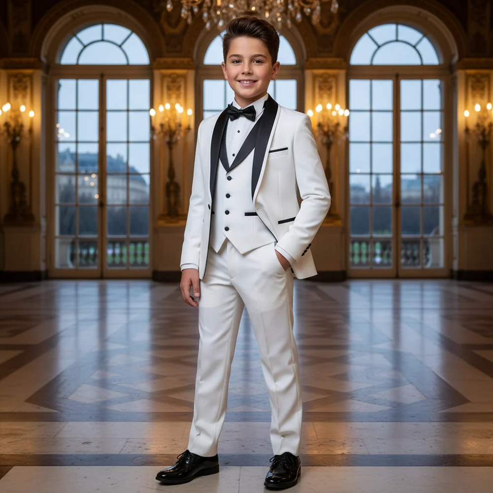 Boys' 3-Piece Suit Set — Wedding Tuxedo, Custom-Tailored, Slim-Fit Design — Children's Formal Wear
Boys' 3-Piece Suit Set — Wedding Tuxedo, Custom-Tailored, Slim-Fit Design — Children's Formal Wear