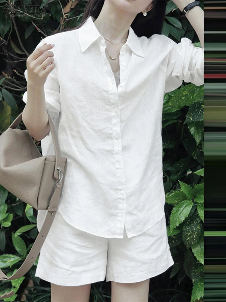 ZANZEA Elastic Waist Shorts Casual 2-Pieces Suits Solid Long Sleeve Shirt 2025 Summer Women Outfits Loose Commuting Short Sets
ZANZEA Elastic Waist Shorts Casual 2-Pieces Suits Solid Long Sleeve Shirt 2025 Summer Women Outfits Loose Commuting Short Sets