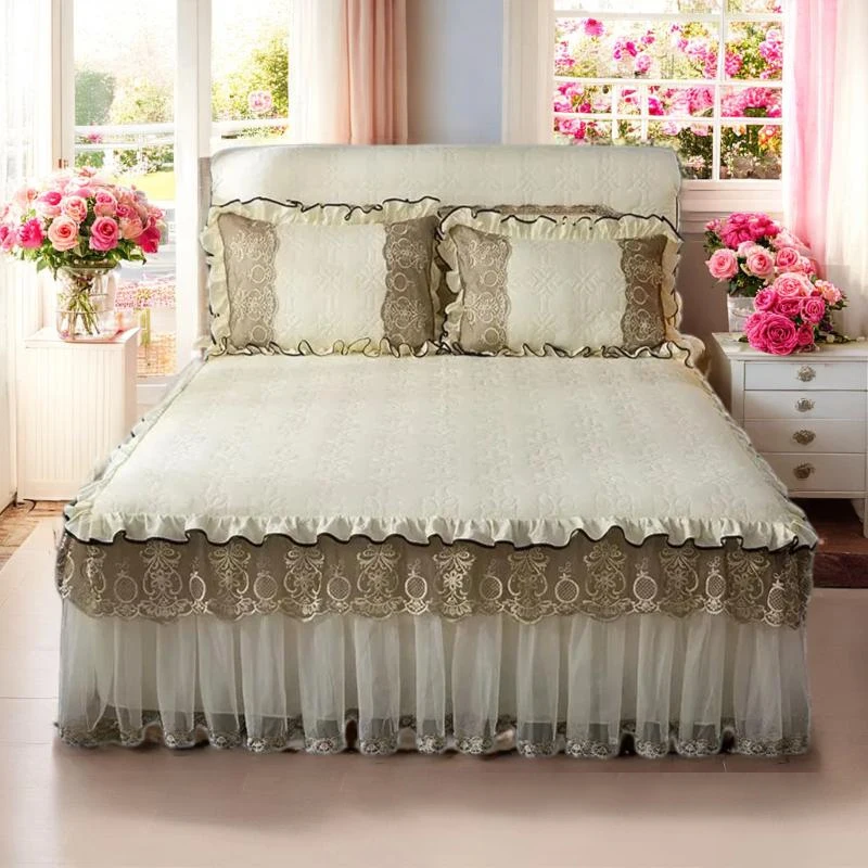 Luxury Lace Thickened Bedspread Solid color Home Bed Skirt with Pillowcase Bed Sheet skirt Embroidery European-style Bed Spreads
Luxury Lace Thickened Bedspread Solid color Home Bed Skirt with Pillowcase Bed Sheet skirt Embroidery European-style Bed Spreads