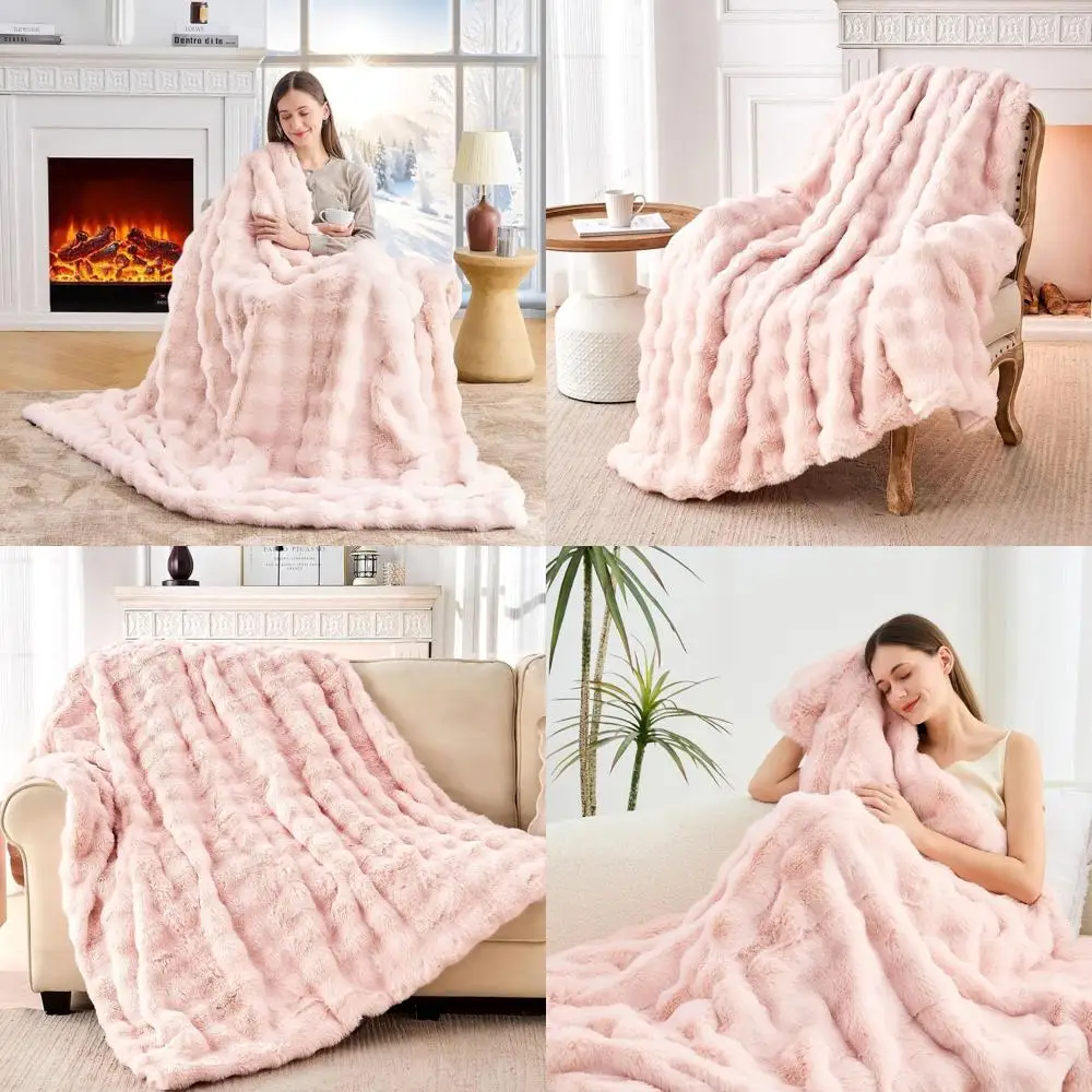 Elegant Pink Faux Rabbit Fur Throw, Plush Cozy Blanket for Bed or Sofa, 50x60 Inches
Elegant Pink Faux Rabbit Fur Throw, Plush Cozy Blanket for Bed or Sofa, 50x60 Inches
