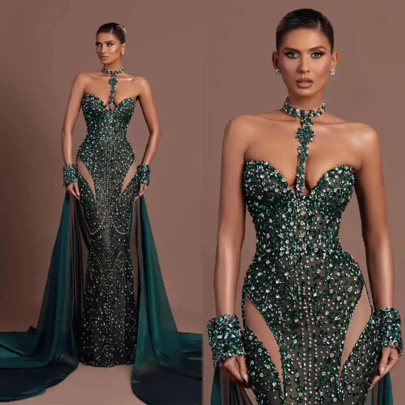 Современные вечерние платья с высоким воротником и кристаллами, роскошные расшитые бисером платья без рукавов, индивидуальный пошив, длинные вечерние платья в пол для вечеринок
Современные вечерние платья с высоким воротником и кристаллами, роскошные расшитые бисером платья без рукавов, индивидуальный пошив, длинные вечерние платья в пол для вечеринок