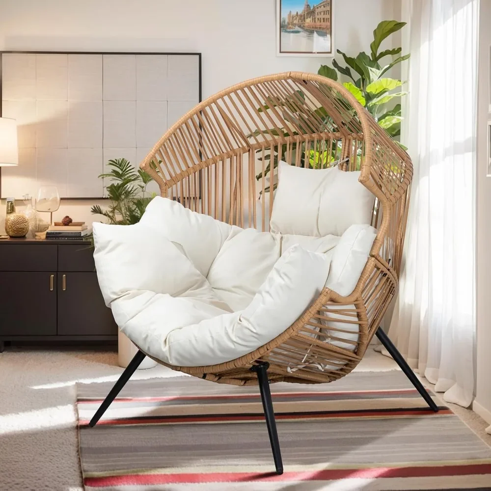 Wicker Egg Chair PE Rattan Chair with Cushion, Oversized Patio Lounge Chair for Outdoor, Indoor, Balcony, Backyard, Garden,Beige
Wicker Egg Chair PE Rattan Chair with Cushion, Oversized Patio Lounge Chair for Outdoor, Indoor, Balcony, Backyard, Garden,Beige