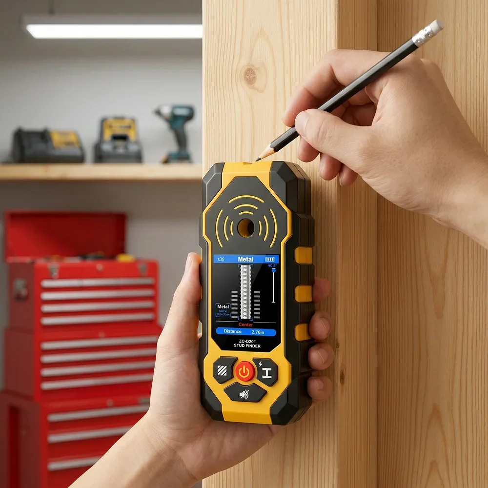 ZC-D201 Multifunctional Wall Scanner 4 in 1 Stud Detector LCD Display for Wood Metal Joist AC Wire Pipe Detection
ZC-D201 Multifunctional Wall Scanner 4 in 1 Stud Detector LCD Display for Wood Metal Joist AC Wire Pipe Detection