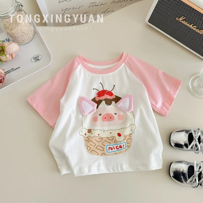 Girls' Short SleeveTNew Summer Fashionable Children's T-Shirt Trendy Half-Sleeve Girl Cotton TopT
Girls' Short SleeveTNew Summer Fashionable Children's T-Shirt Trendy Half-Sleeve Girl Cotton TopT