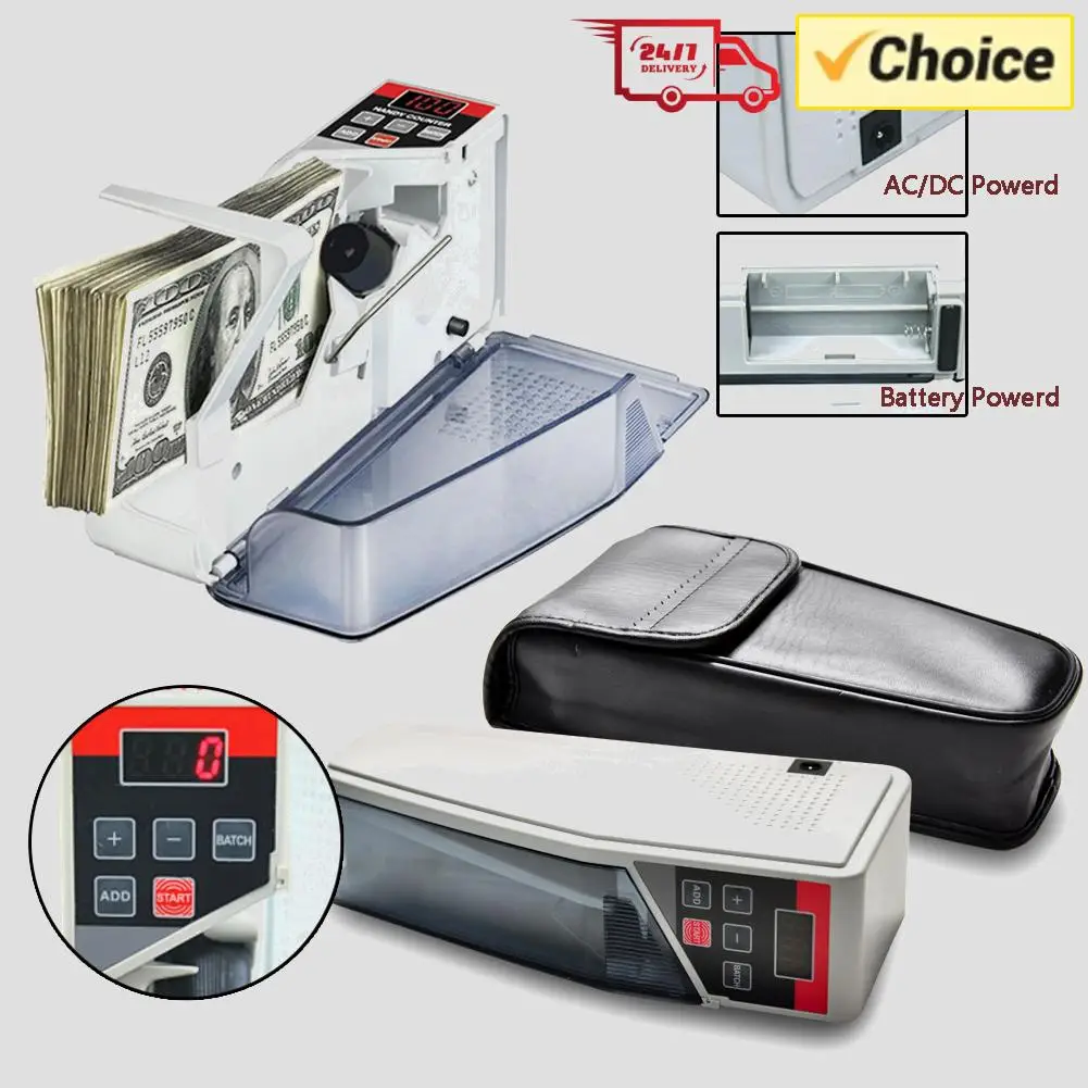 High-Speed Portable Money Counter Universal Worldwide Bill Cash Counting Machine for Retail Bank Business Note Currency EU-Plug