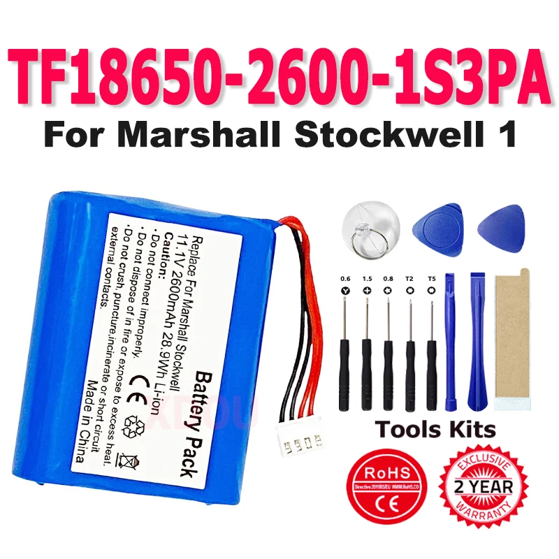 2600mAh New Replacement Speaker Battery TF18650-2600-1S3PA For Marshall Stockwell 1 Battery + Free Tools
2600mAh New Replacement Speaker Battery TF18650-2600-1S3PA For Marshall Stockwell 1 Battery + Free Tools