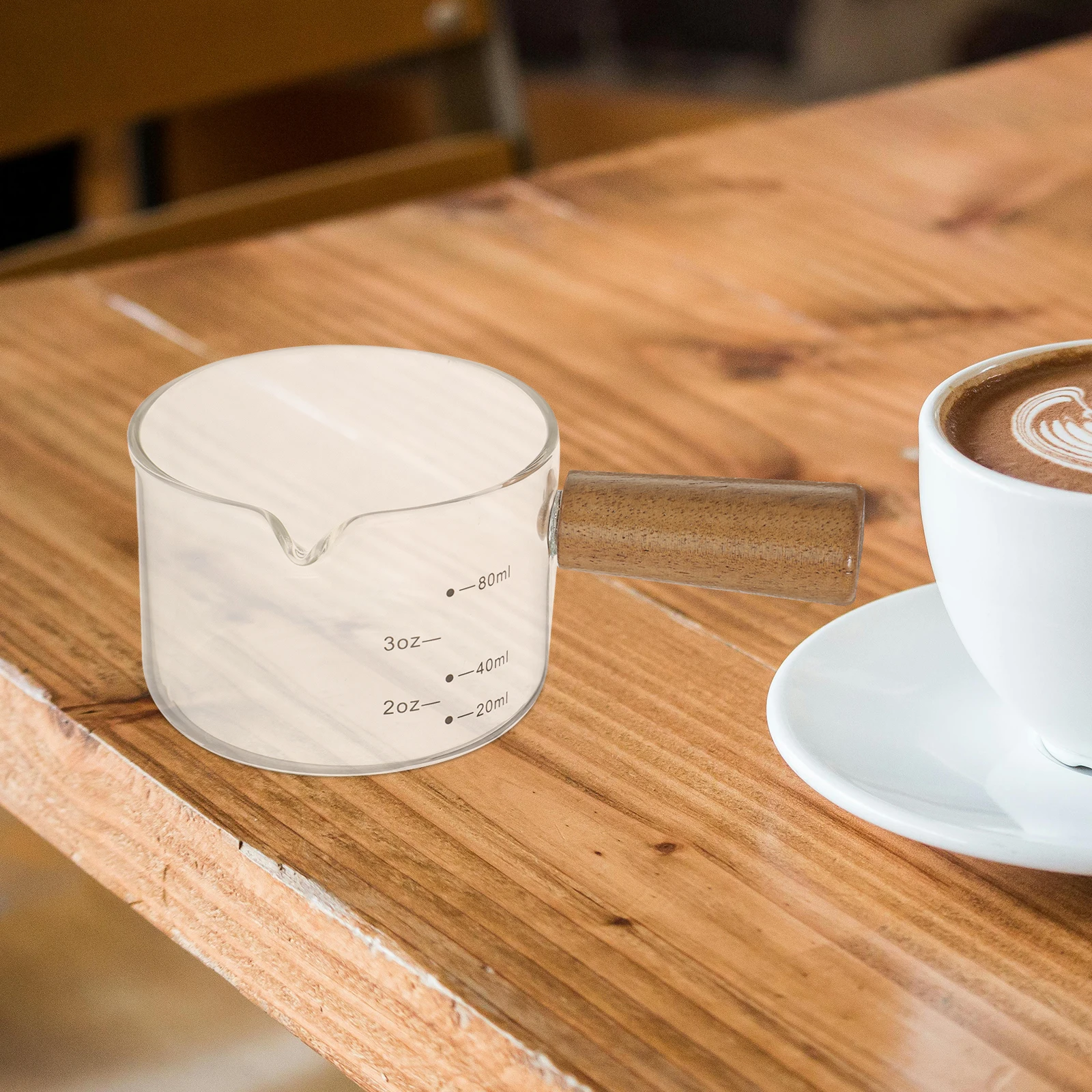 1 Glass Wood Handle Milk Jug for Measuring Espresso Ounce Small Pitcher Transparent Mini Cup Frothing Sauce Container
1 Glass Wood Handle Milk Jug for Measuring Espresso Ounce Small Pitcher Transparent Mini Cup Frothing Sauce Container